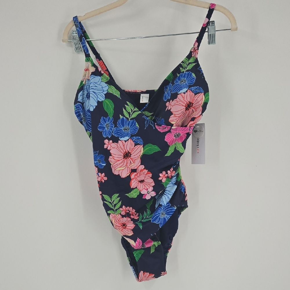 Liz Claiborne Navy Floral Swimsuit